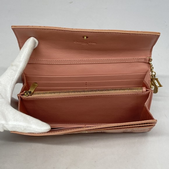 Christian Dior Cannage Long Wallet Enamel Pink - Picture 3 of 12